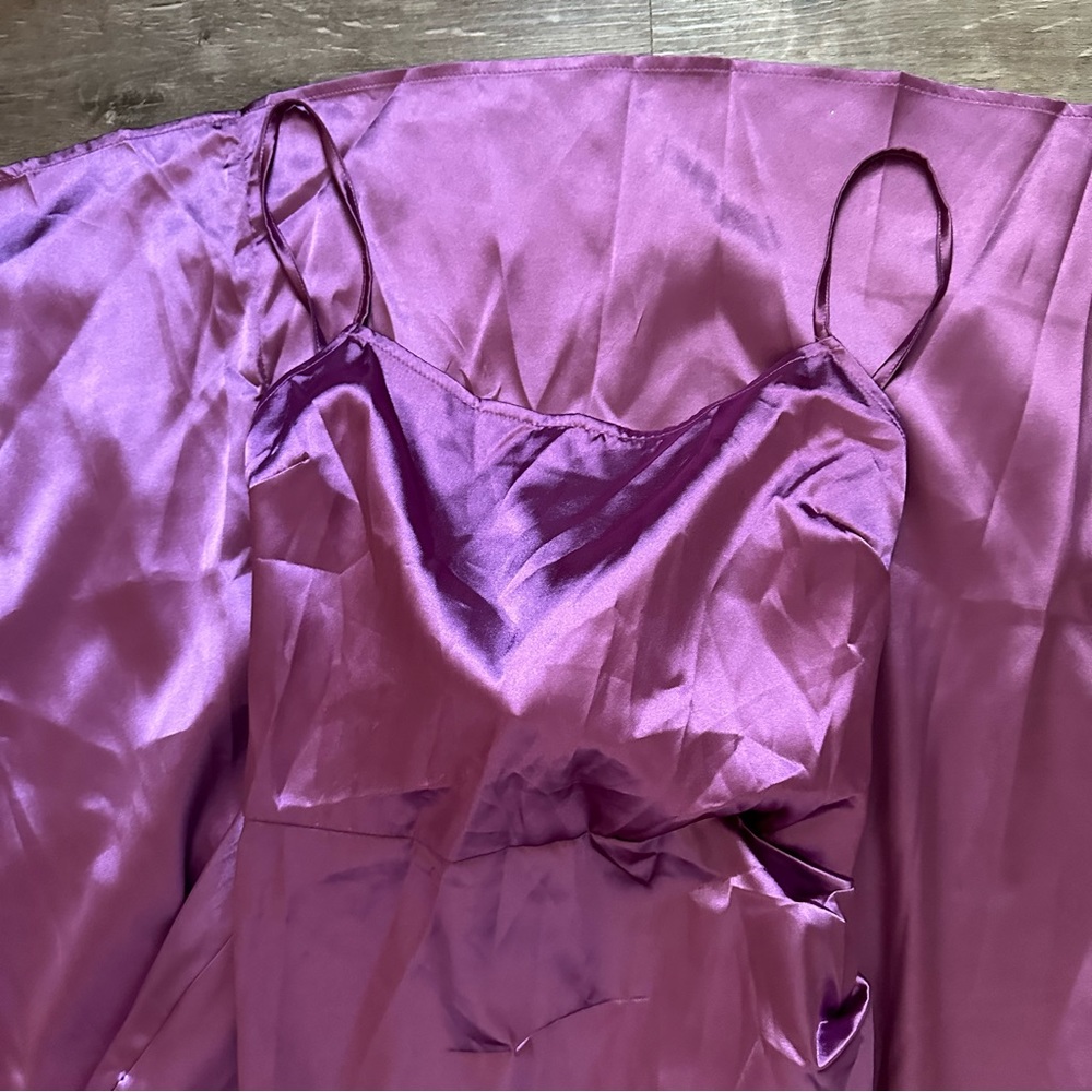 SHEIN BELLE Purple Satin Split Thigh Bridesmaid Dress - Picture 7 of 8